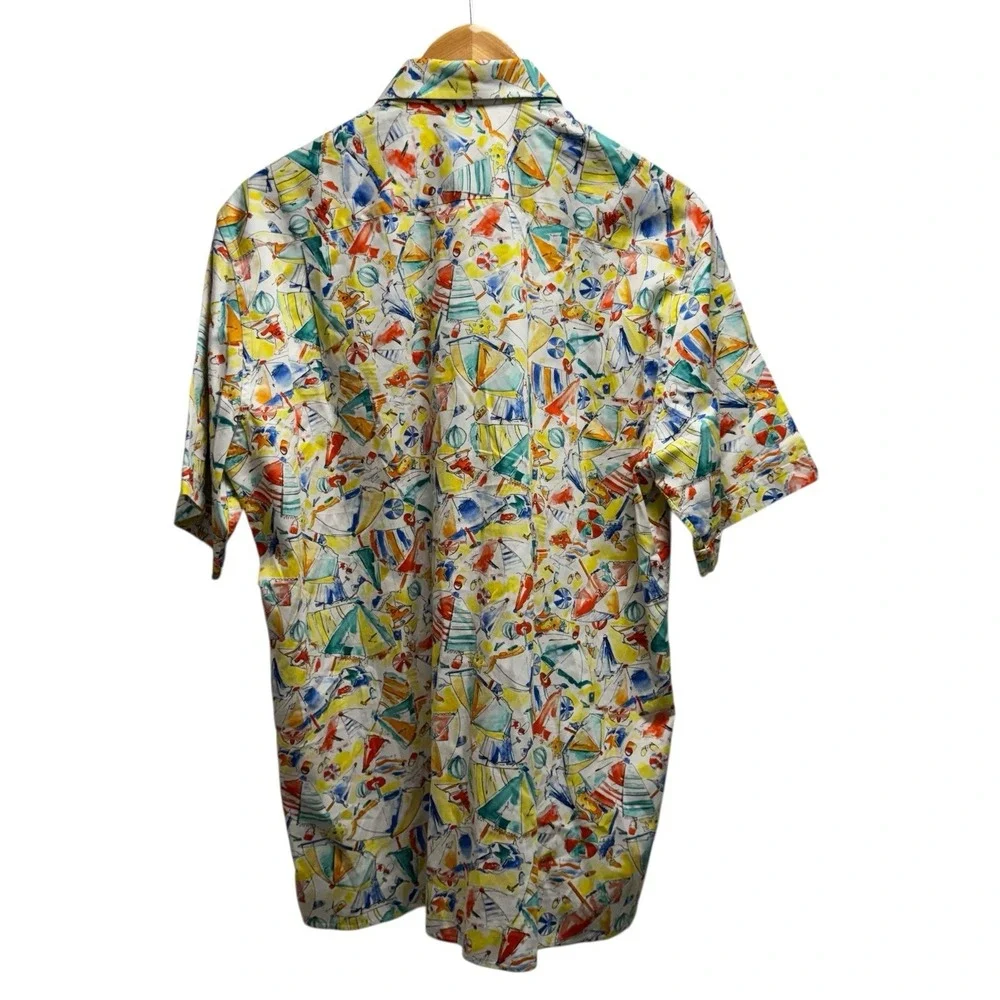 Solemare Maus & Hoffman Men's Large Multicolor Nautical Beach Hawaiian Shirt euc - Picture 4 of 5